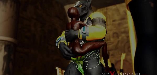  Anubis fucks hard a sexy slave ebony in an egyptian temple